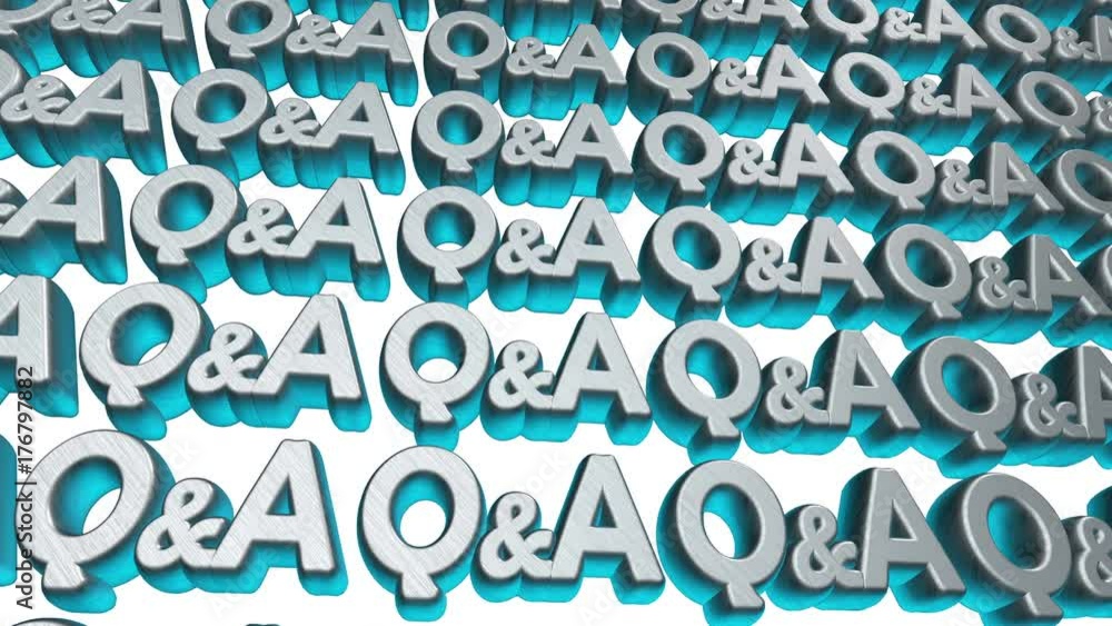 Questions and answers concept blank Q and A text floating on screen. 3D Loop Video available in 4K FullHD and HD render footage Questions and answers concept blank Q and A text floating on screen. 3D Loop Video available in 4K FullHD and HD render footage
