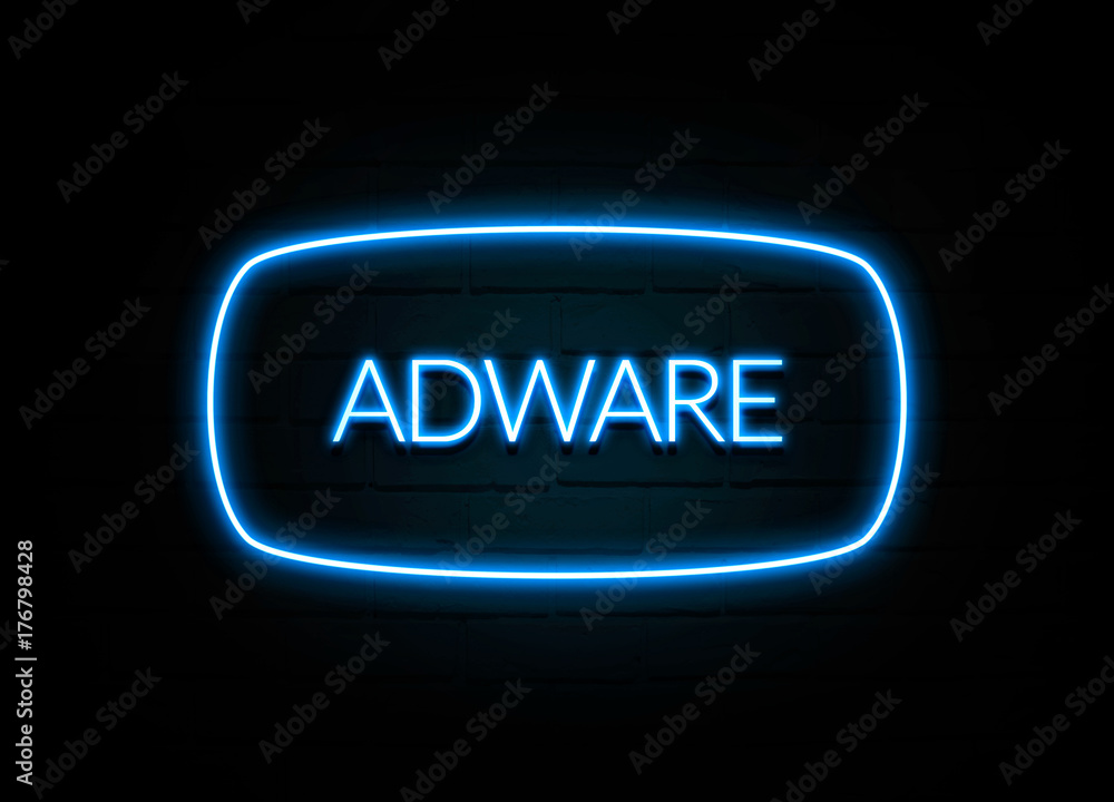 Adware - colorful Neon Sign on brickwall Adware - colorful Neon Sign on brickwall