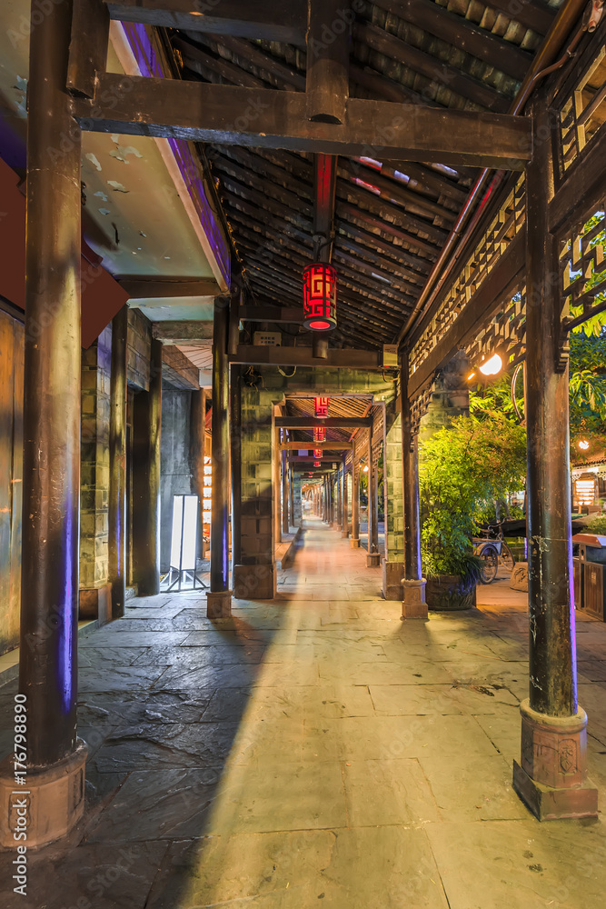 Fototapeta premium Beautiful night view of ancient town of Sichuan