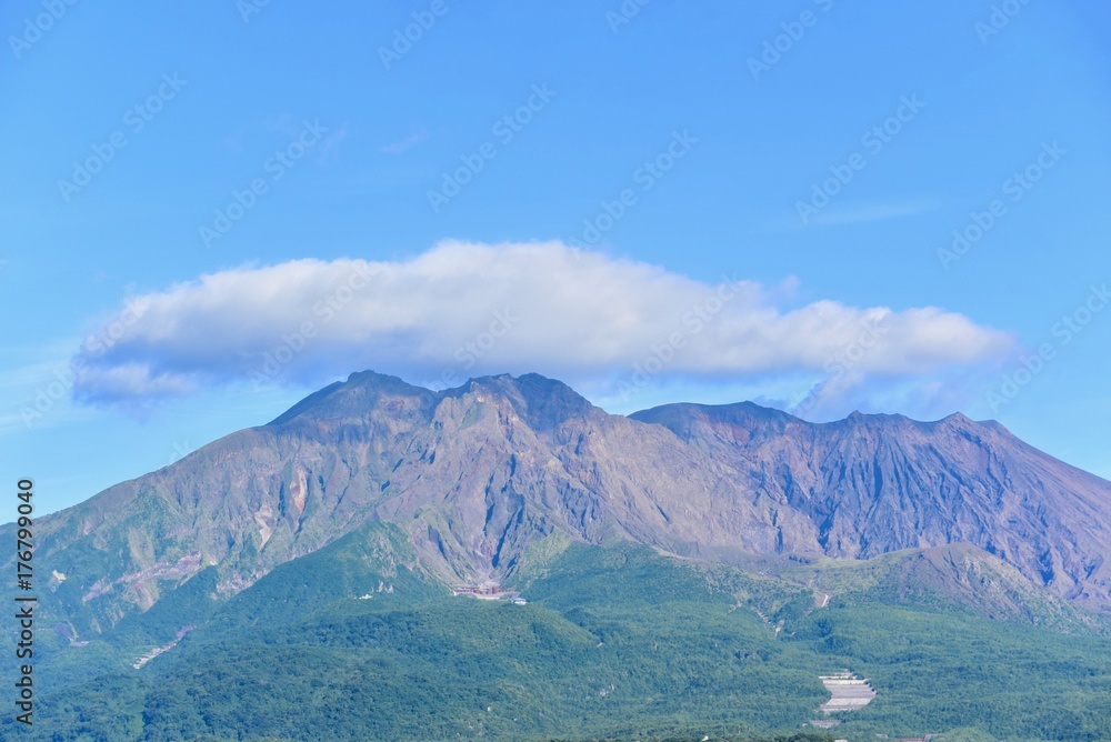 Scenic View of Cloud-Capped Sakurajima Volcano Scenic View of Cloud-Capped Sakurajima Volcano