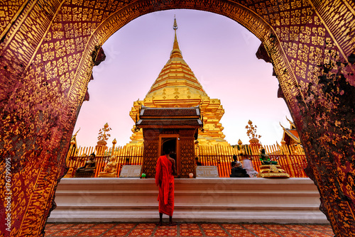 Popular destinations in Thailand, Wat Phrathat Doi Suthep in  Chiang Mai Thailand.