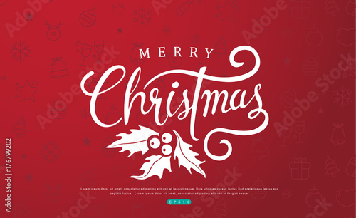 Merry christmas with calligraphic text.Vector illustration template.greeting cards.