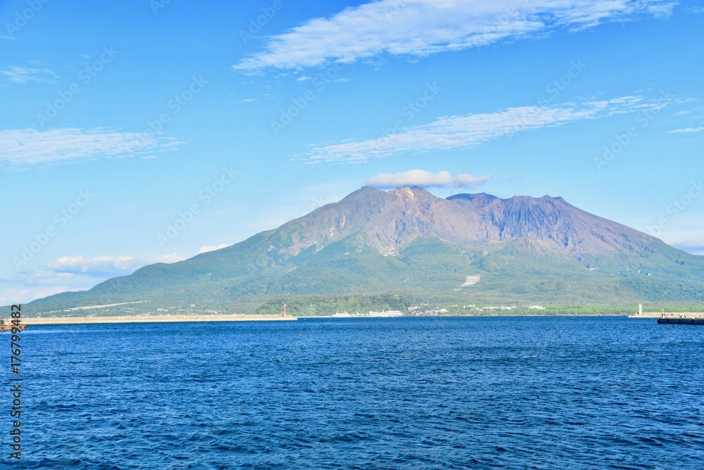 Beautiful View of Kinko Bay with Sakurajima Volcano in Kagoshima Prefecture