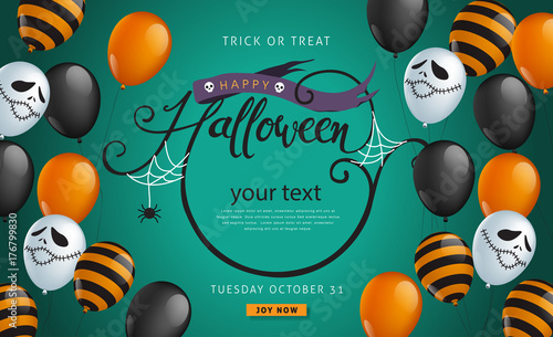 Happy Halloween banner template decor with balloons design.banners party invitation.Vector illustration .