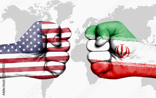 Conflict between USA and Iran - male fists
