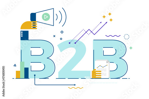 B2B : Business to business, word illustration