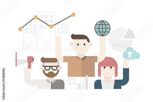 Cute modern business people