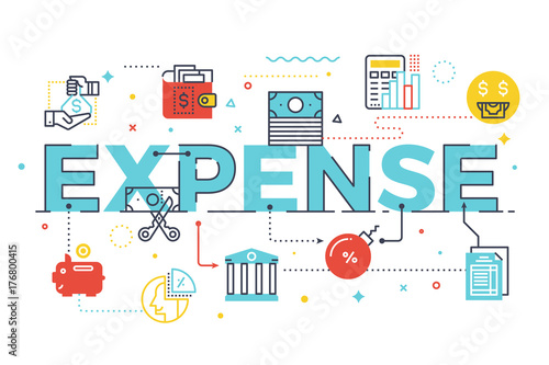 Expense word lettering illustration