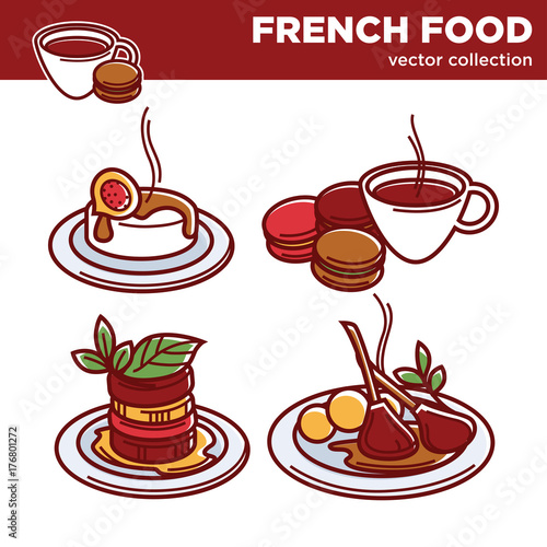 French food vector collection of exquisite tasty dishes