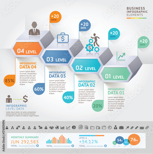 Business infographics design template. Vector illustration. Can be used for workflow layout, diagram, number options, start-up options, web design.