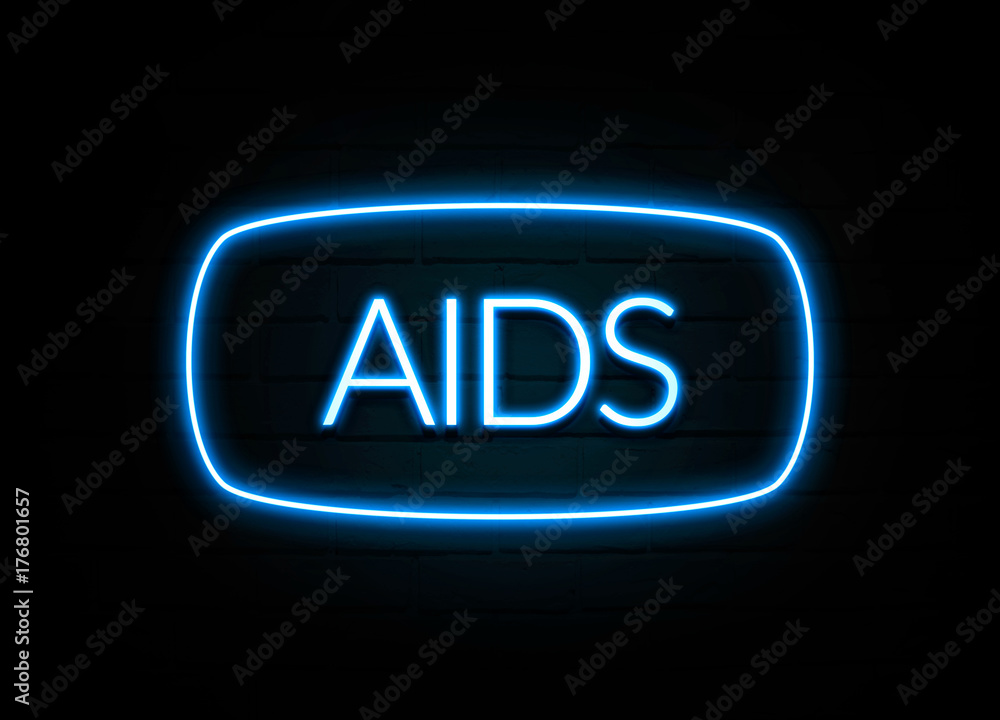 Aids - colorful Neon Sign on brickwall Aids - colorful Neon Sign on brickwall