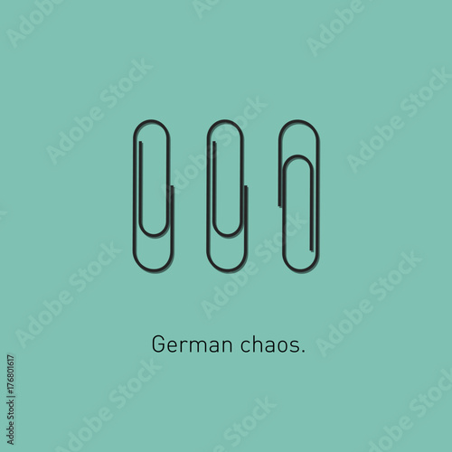 Minimalistic and funny concept of paperclip chaos Germany style. Vector illustration. Modern flat design.