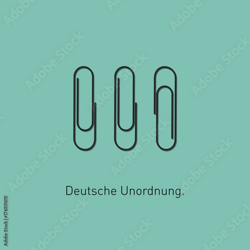 Minimalistic and funny concept of paperclip chaos Germany style. Vector illustration. Modern flat design.
