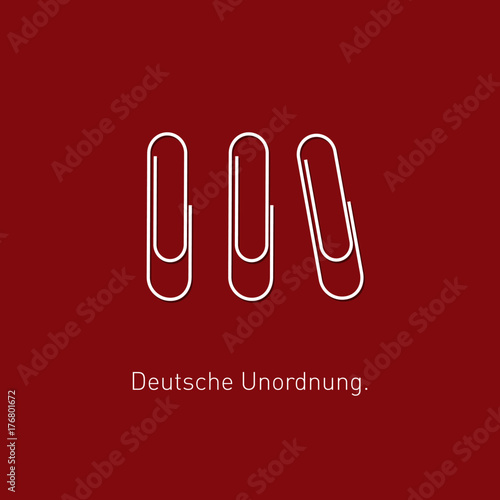 Minimalistic and funny concept of paperclip chaos Germany style. Vector illustration. Modern flat design.