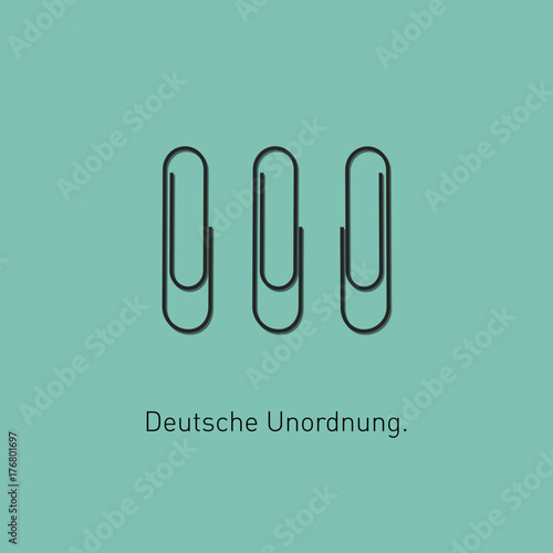 Minimalistic and funny concept of paperclip chaos Germany style. Vector illustration. Modern flat design.