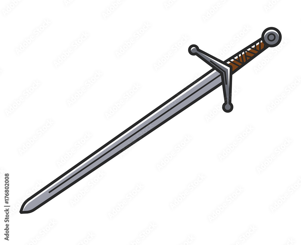 Ancient sword made of steel with carved handle Ancient sword made of steel with carved handle