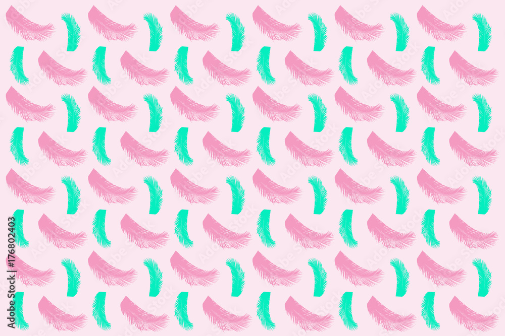 coconut leaves on pink background bright summer style. - Seamless pattern. coconut leaves on pink background bright summer style. - Seamless pattern.