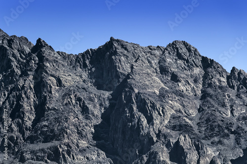 Mountainous landscape of high mountain slope close up.