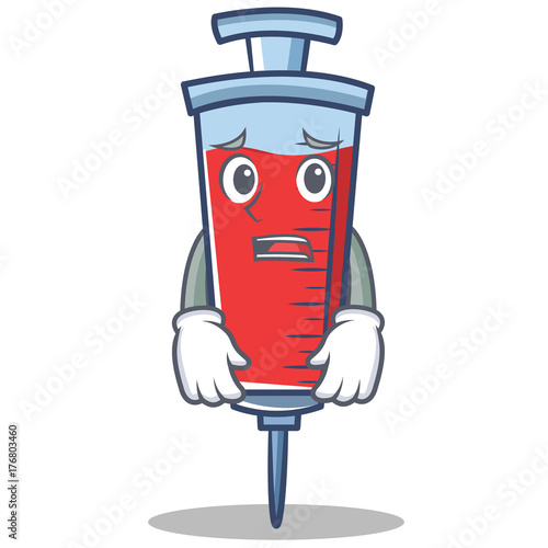 Afraid syringe character cartoon style