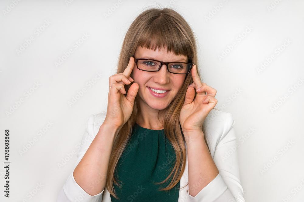 Portrait of successful business woman isolated on white