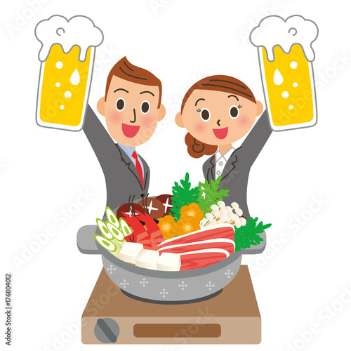 お酒　鍋　会社員
