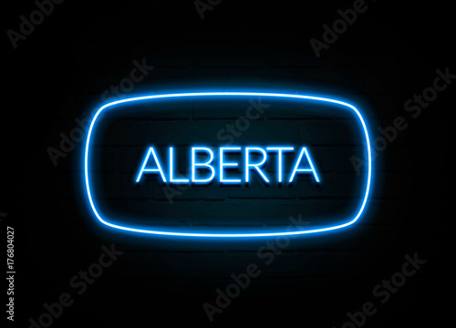 Alberta - colorful Neon Sign on brickwall