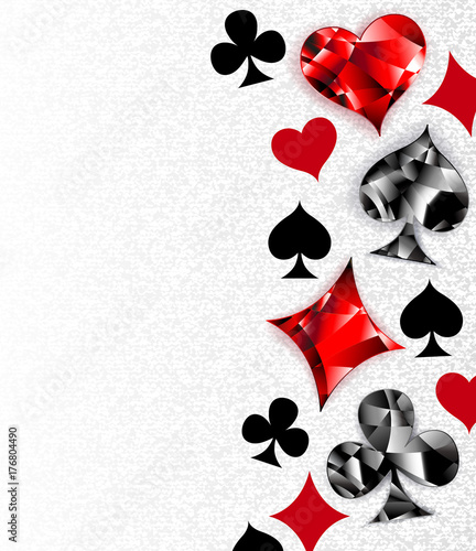 gray background with polygonal playing cards symbols