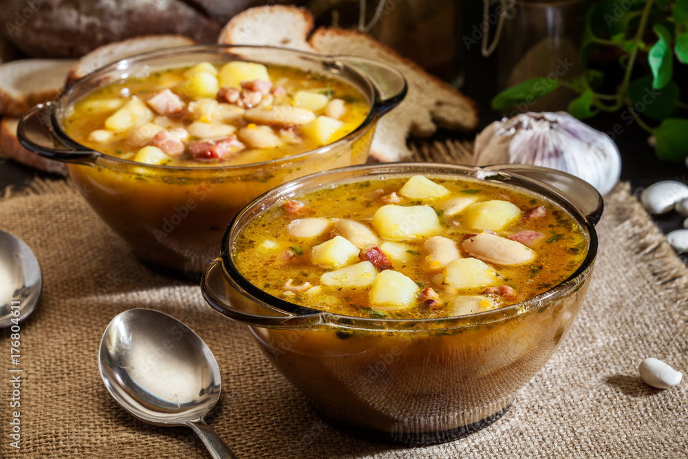 White bean soup with potatoes and bacon White bean soup with potatoes and bacon