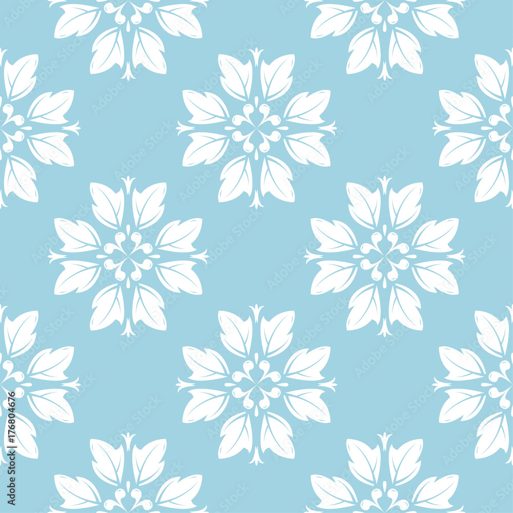 Blue and white floral seamless pattern