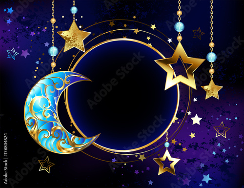 Round banner with jewelry crescent moon