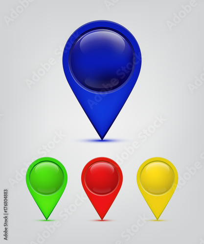 Map pin set. Vector shiny signs for map isolated on grey background. Free Download Map pin set. Vector shiny signs for map isolated on grey background. - GFXLoad
