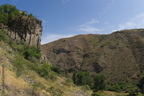 View of mountains landscape in Garni, Armenia, selective focus