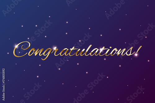 Congratulations golden sign on holiday background. Vector illustration.