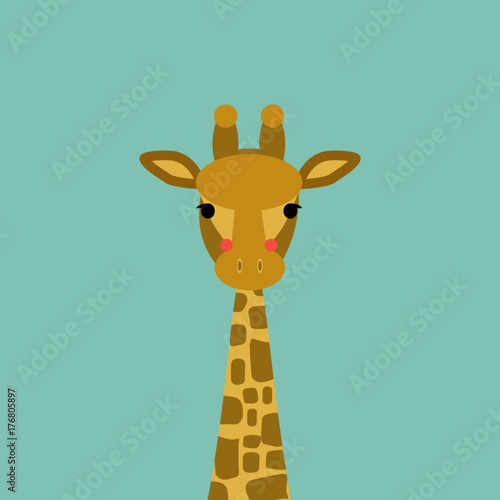 Cute giraffe colored looking straight at you. Vector illustration.  Modern design.