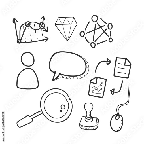Doodle set of computer network icons