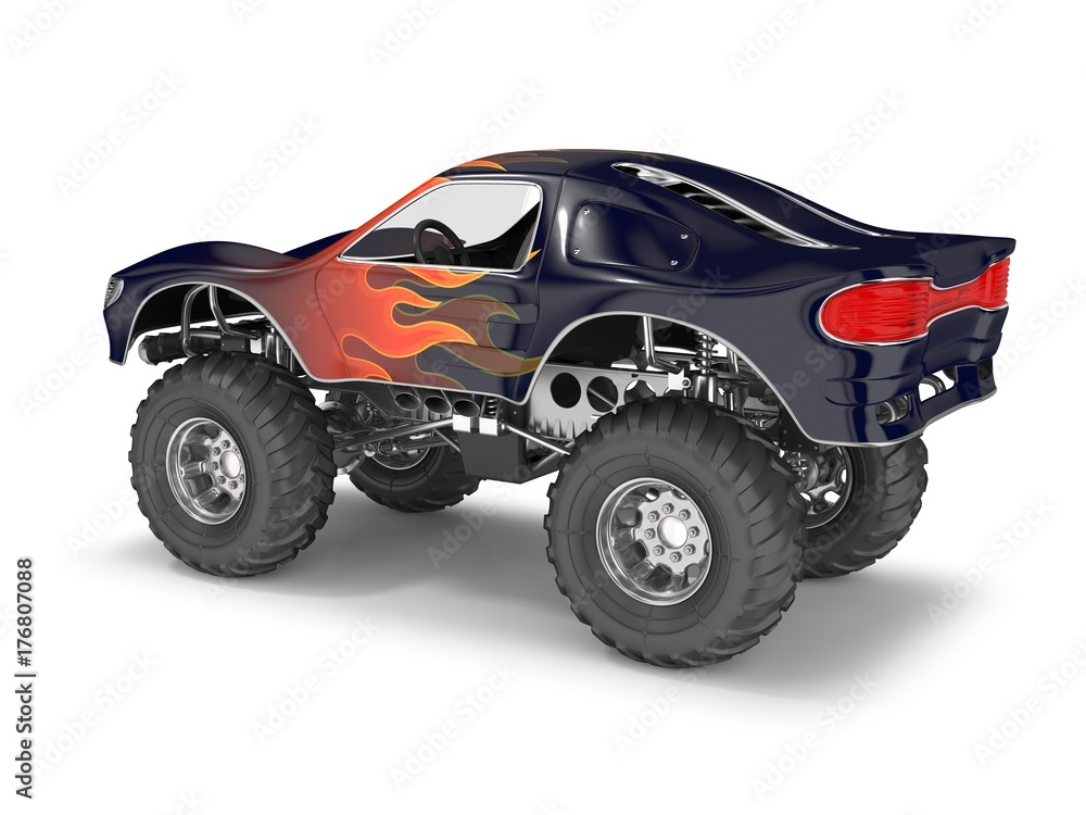 Sport monster truck car. 3d image isolated on white