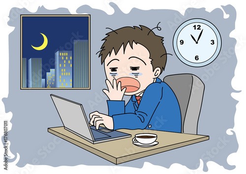 残業している会社員