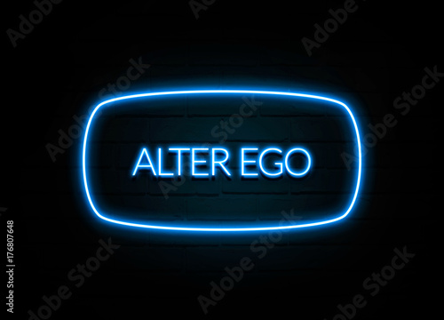 Alter Ego  - colorful Neon Sign on brickwall фототапет