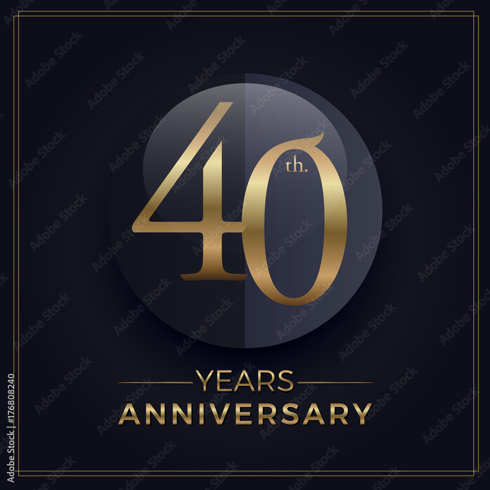 40 years gold and black anniversary celebration simple logo template on dark background 40 years gold and black anniversary celebration simple logo template on dark background