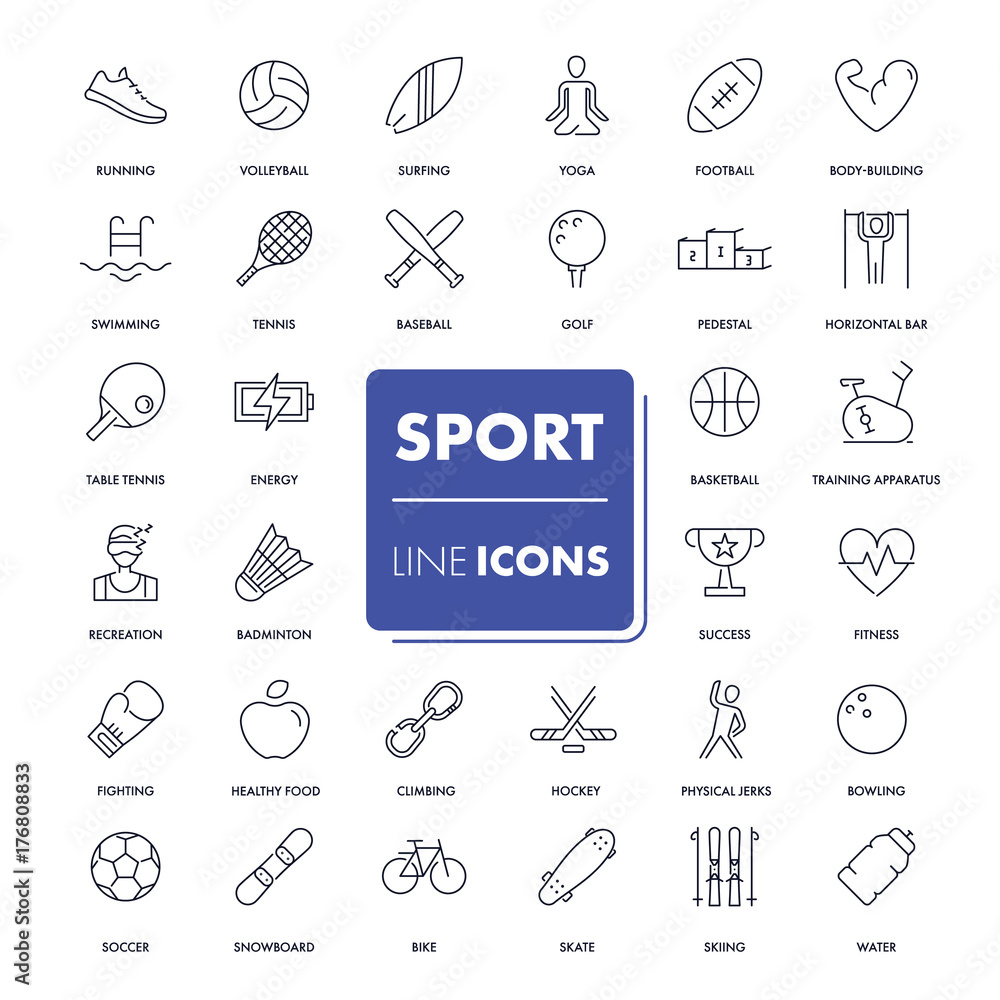 Line icons set. Sport pack. 