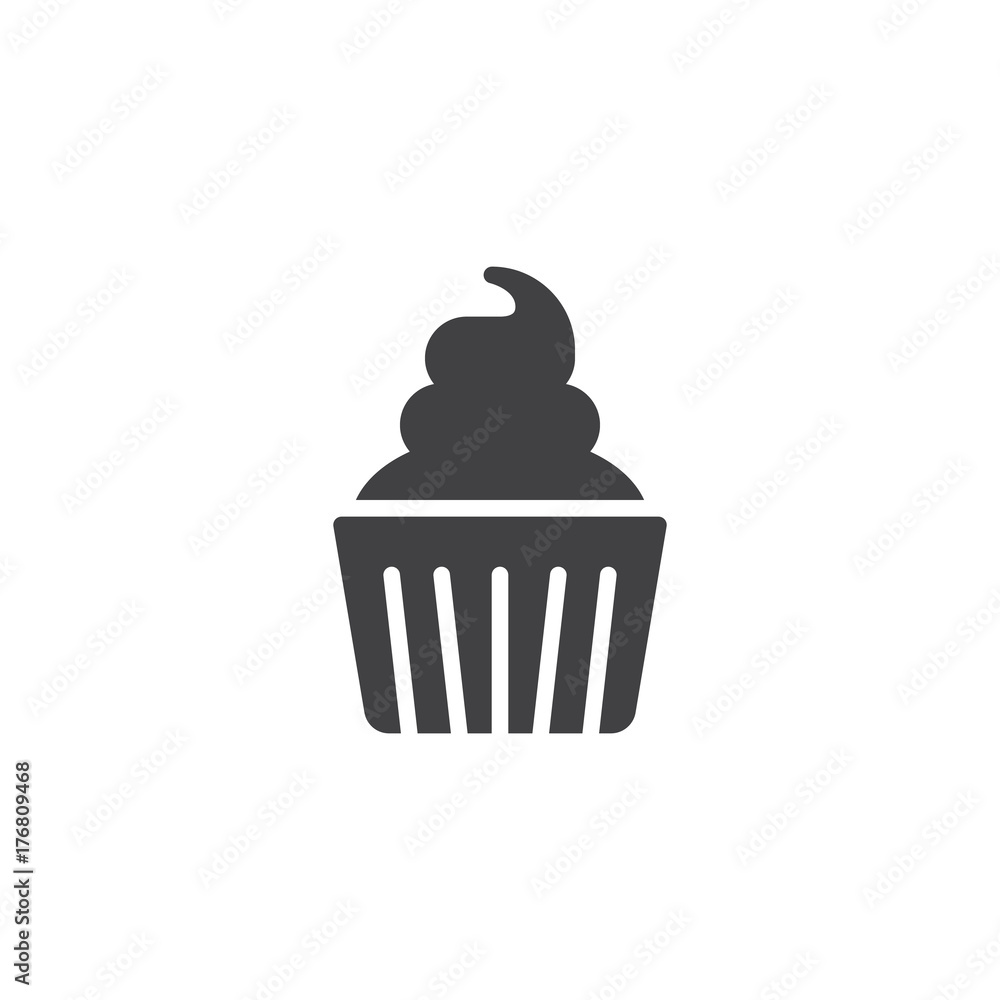 Cream cupcake icon vector, filled flat sign, solid pictogram isolated on white. Symbol, logo illustration.