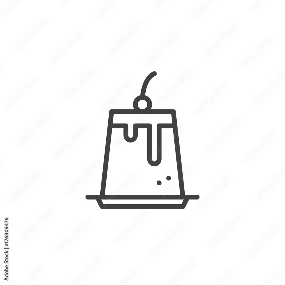 Obraz premium Pudding line icon, outline vector sign, linear style pictogram isolated on white. Symbol, logo illustration. Editable stroke