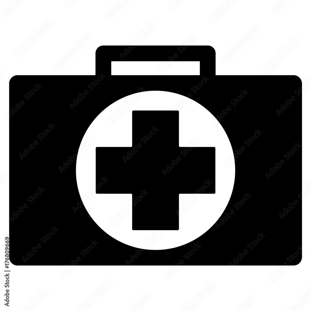 Medical black briefcase vector icon Medical black briefcase vector icon