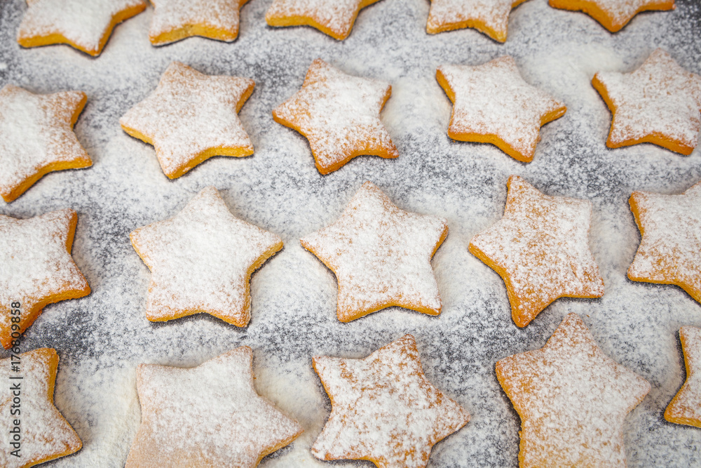 Homemade star cookies sprinkled with sugar Homemade star cookies sprinkled with sugar