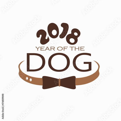 New year of the dog 2018 logo creative design