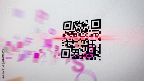 Hazy QR code scanner illustration photo