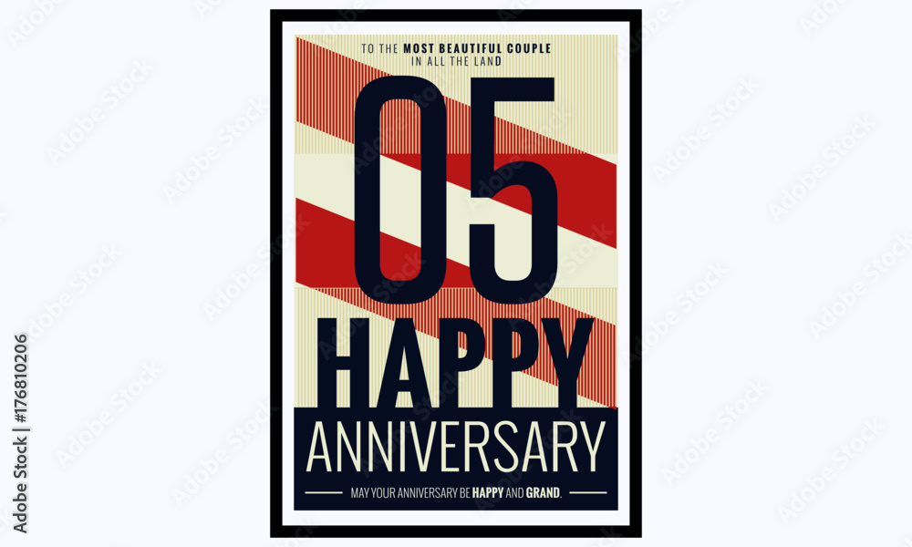 5 Years Happy Anniversary (Vector Illustration Poster Design)