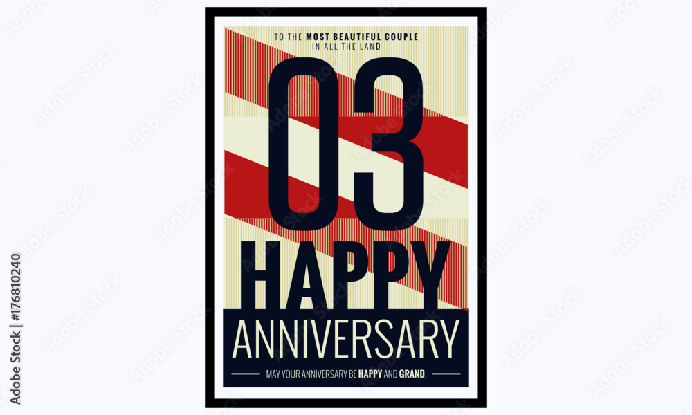 3 Years Happy Anniversary (Vector Illustration Poster Design)