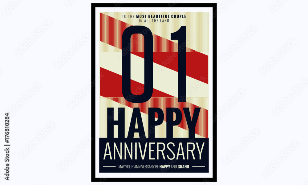 One Year Happy Anniversary (Vector Illustration Poster Design) One Year Happy Anniversary (Vector Illustration Poster Design)