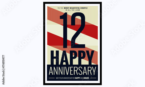 12 Years Happy Anniversary (Vector Illustration Poster Design)